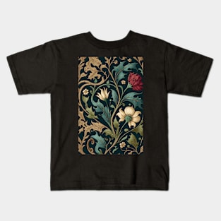 Floral Garden Botanical Print Black Background Kids T-Shirt